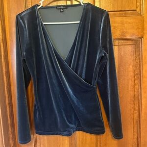 JCrew Velvet Wrap Top in soft navy